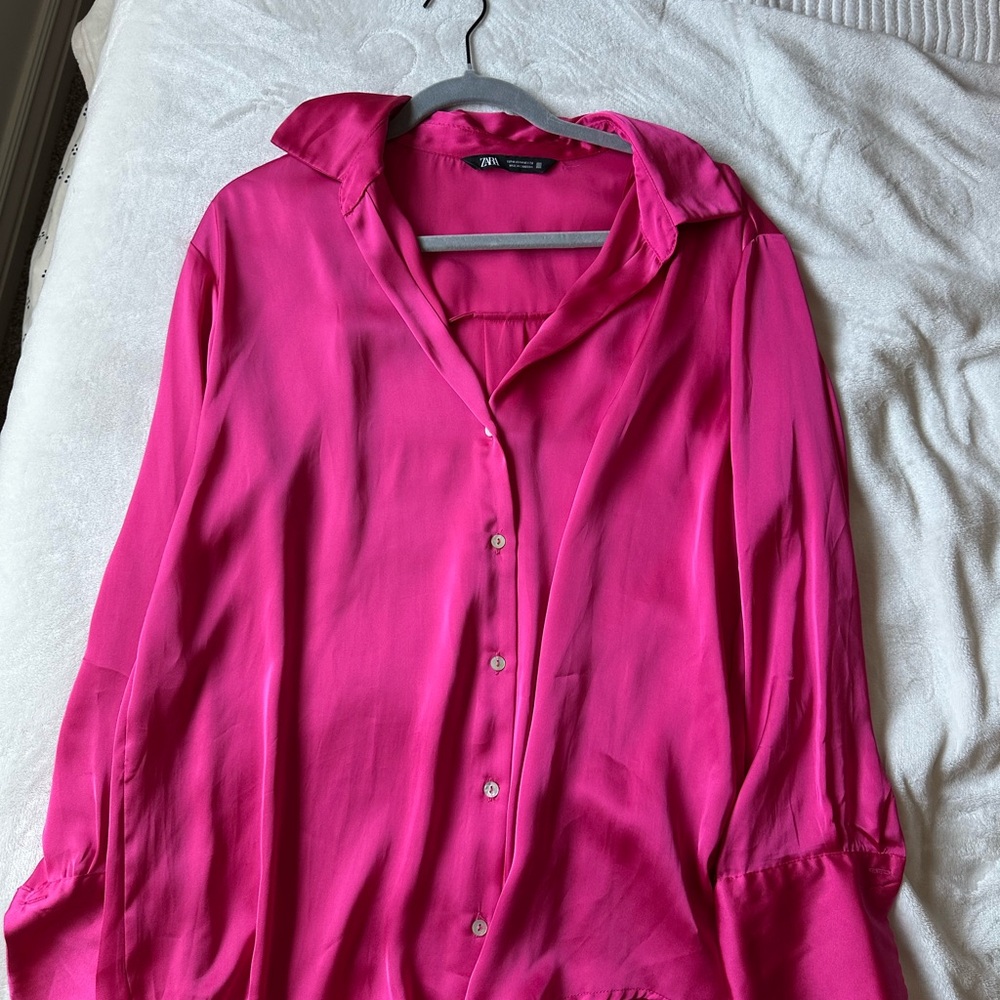 Zara Fuchsia Satin Blouse